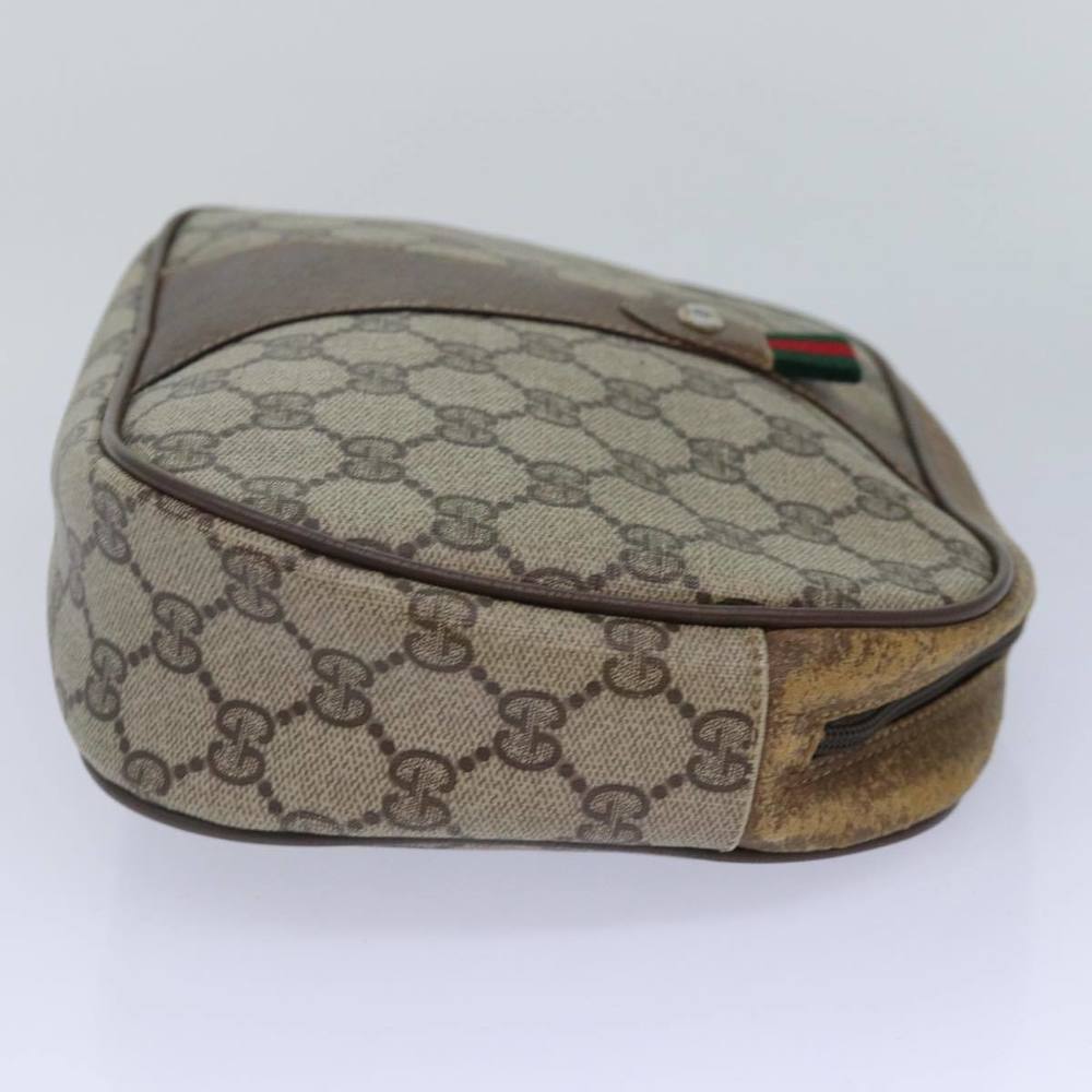 GUCCI GG Supreme Web Sherry Line Clutch Bag PVC Beige Red 89 01 034 Auth ti2044 - Picture 4 of 16